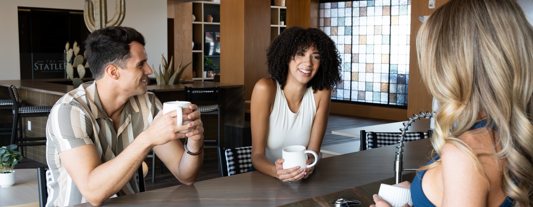 Friends having coffee together